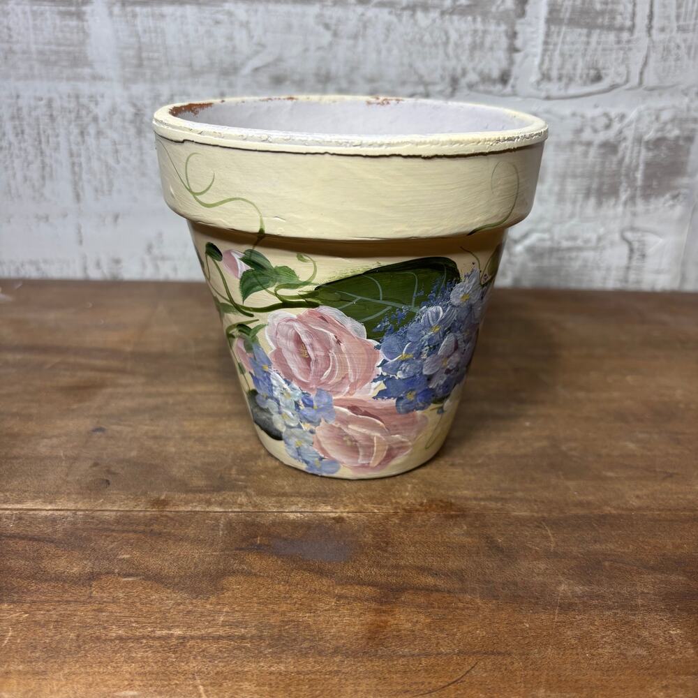 Hand Painted Floral Terracotta Pot